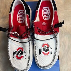 Hey Dude Ohio State Red and White Slip-Ons
